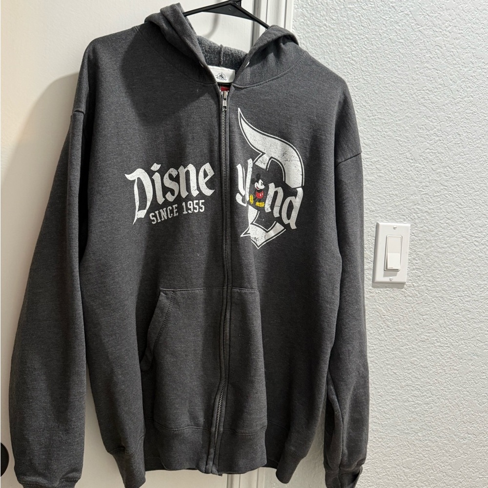 Disney Charcoal Zip-Up Hoodie with Mickey Design